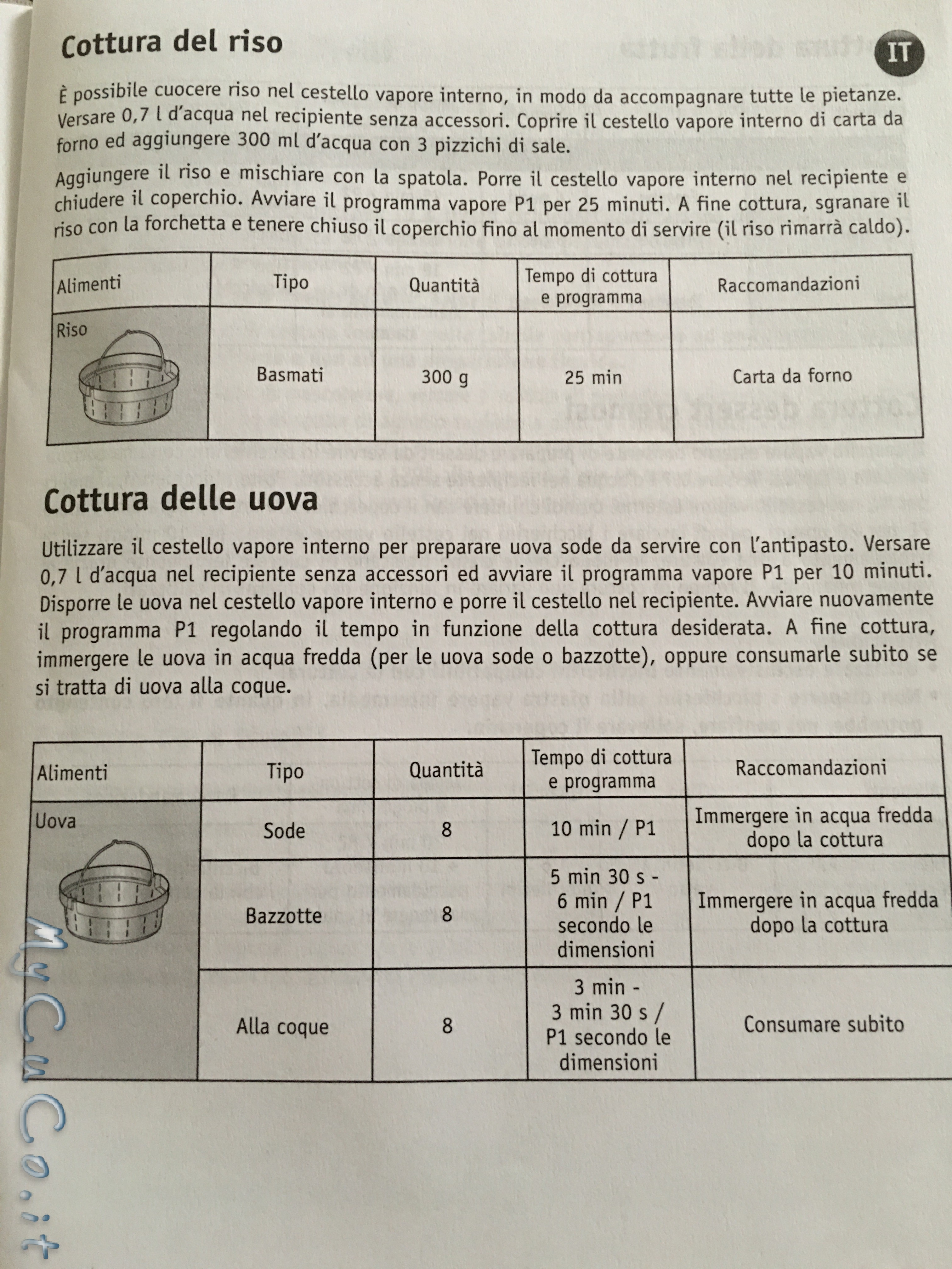 Cottura a vapore col Cuisine Companion, tabelle  My CuCo - Cuisine, i- Companion, XL, Gourmet e Touch Moulinex